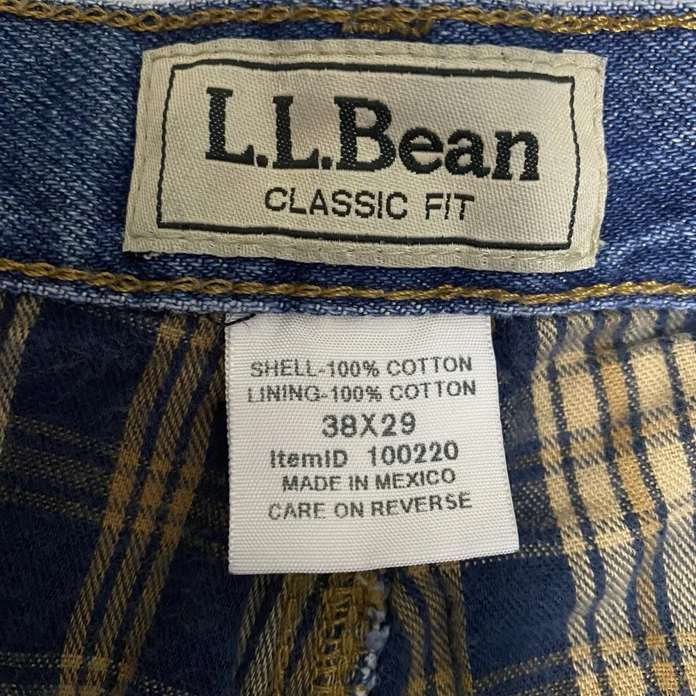 L.L.Bean Men's Classic Fit Straight Blue Denim Jeans Lined 5-Pocket
